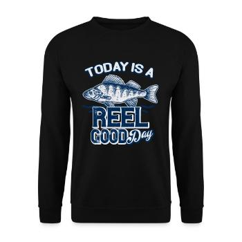 Angler saying vintage typography - Unisex Sweatshirt - black - Front - Alina (178cm) & Michal (187cm)