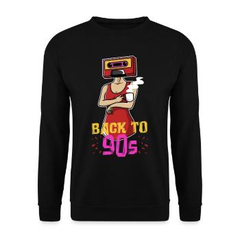Retro Cassette Woman – Back in the 90s - Unisex Sweatshirt - black - Front - Alina (178cm) & Michal (187cm)