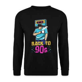 Retro cassette homme - Back in the 90s - Sweat-shirt Unisexe - noir - Devant - Alina (178cm) & Michal (187cm)