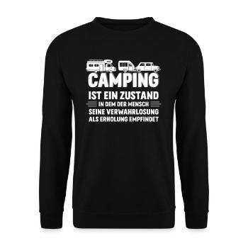 Camping is a state of a mobile home - Unisex Sweatshirt - black - Front - Alina (178cm) & Michal (187cm)