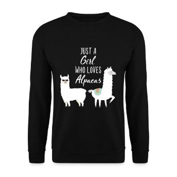 Just a Girl who loves Alpacas - Unisex Pullover - Schwarz - Vorne - Alina (178cm) & Michal (187cm)