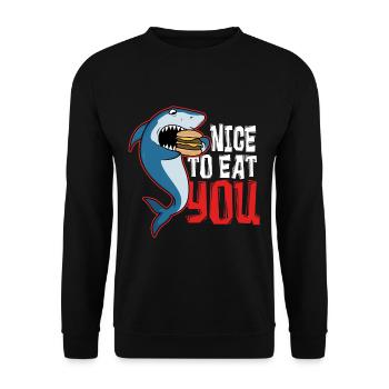 Shark - Nice to eat you - Unisex Sweatshirt - black - Front - Alina (178cm) & Michal (187cm)