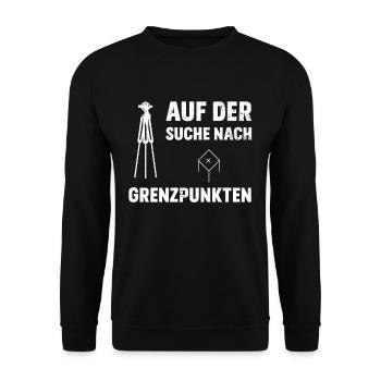 Auf der Suche nach Grenzpunkten Vermesser - Unisex Pullover - Schwarz - Vorne - Alina (178cm) & Michal (187cm)