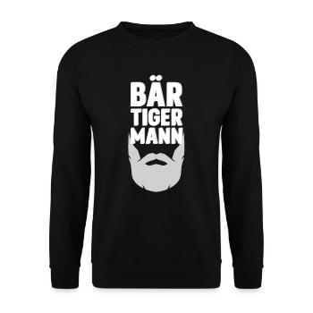 Bär Tiger Mann - lustiger Bart Spruch - Unisex Pullover - Schwarz - Vorne - Alina (178cm) & Michal (187cm)