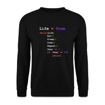 Eat Sleep Code Repeat - programmer - Unisex Sweatshirt - black - Front - Alina (178cm) & Michal (187cm)