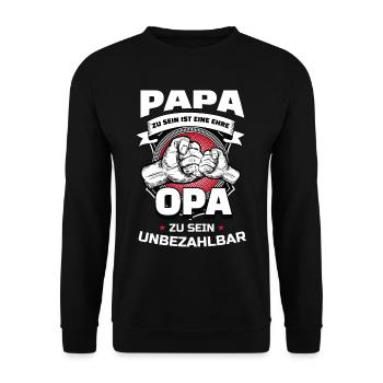 Papa Zu Sein Ist Eine Ehre Opa Zu Sein Unbezahlbar - Unisex Pullover - Schwarz - Vorne - Alina (178cm) & Michal (187cm)