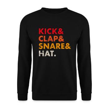 Kick Clap Snare Hat Vintage Analog Drum Synth - Unisex Pullover - Schwarz - Vorne - Alina (178cm) & Michal (187cm)