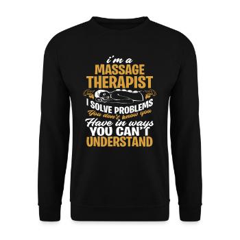 Massagetherapeut massieren - Unisex Pullover - Schwarz - Vorne - Alina (178cm) & Michal (187cm)