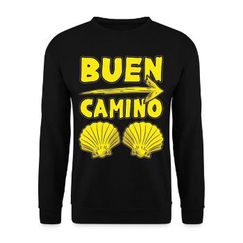 BUEN CAMINO Humour de pèlerin à coquille jaune - Sweat-shirt Unisexe - noir - Devant - Alina (178cm) & Michal (187cm)