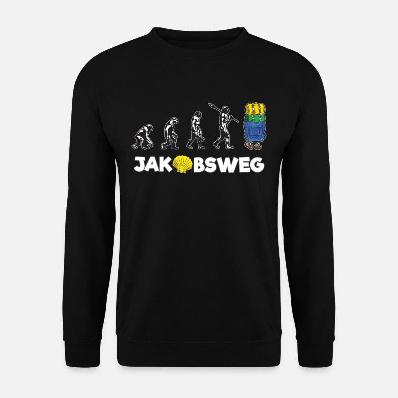 JAKOBSWEG Humor Evolution Wanderer Pilger Reise - Unisex Pullover - Schwarz