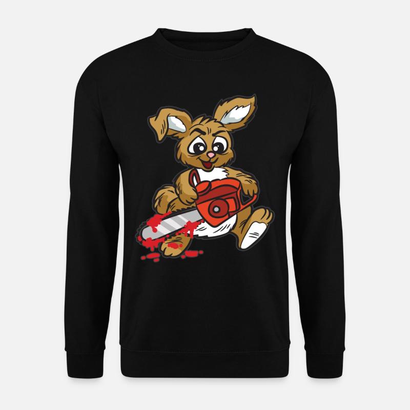 böser Hase mit Kettensäge - Unisex Pullover - Schwarz