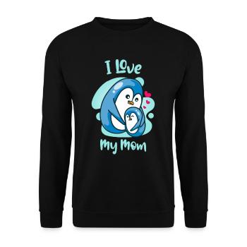 J'aime ma maman pingouin mère enfant amour - Sweat-shirt Unisexe - noir - Devant - Alina (178cm) & Michal (187cm)