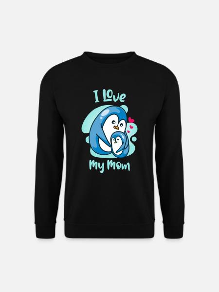 I Love My Mom Pinguin Mutter Kind Liebe - Unisex Pullover - Schwarz