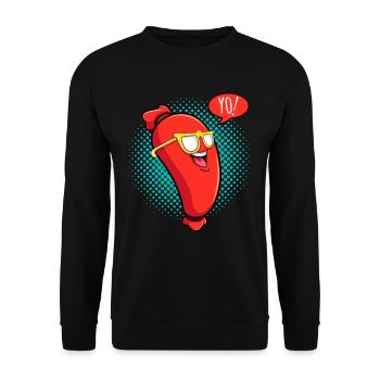 Cool Sucuk saucisse saucisse boucher boucher - Sweat-shirt Unisexe - noir - Devant - Alina (178cm) & Michal (187cm)