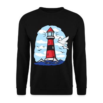 Lighthouse with seagulls - Unisex Sweatshirt - black - Front - Alina (178cm) & Michal (187cm)