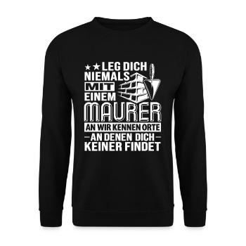Maurer Maurerin Baustelle Mauerwerk Trockenbau - Unisex Pullover - Schwarz - Vorne - Alina (178cm) & Michal (187cm)