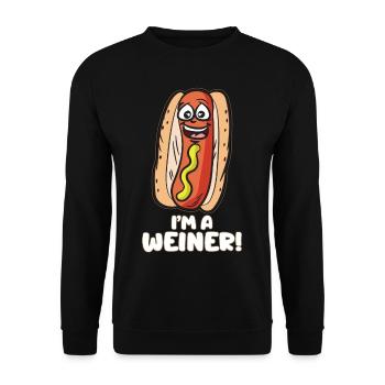 IM A WEINER Humour de hot dog à la saucisse effrontée - Sweat-shirt Unisexe - noir - Devant - Alina (178cm) & Michal (187cm)