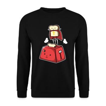 Toastbrot Toast Superheld Superkraft - Unisex Pullover - Schwarz - Vorne - Alina (178cm) & Michal (187cm)