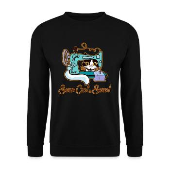 Sewing cat hobby tailor humor - Unisex Sweatshirt - black - Front - Alina (178cm) & Michal (187cm)