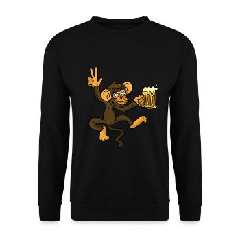 Singe de bière - Sweat-shirt Unisexe - noir - Devant - Alina (178cm) & Michal (187cm)
