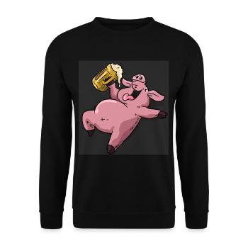 Cochon ivre - Sweat-shirt Unisexe - noir - Devant - Alina (178cm) & Michal (187cm)