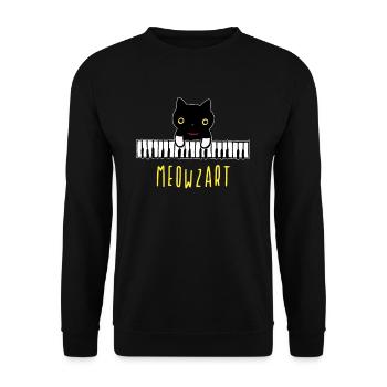 Meowzart Klavier Keyboard Piano Katze Pianist - Unisex Pullover - Schwarz - Vorne - Alina (178cm) & Michal (187cm)