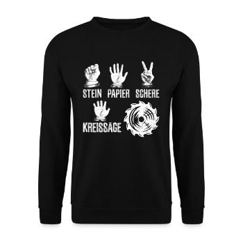 Tischler Holz Zunft Holzmechaniker Kreissäge - Unisex Pullover - Schwarz - Vorne - Alina (178cm) & Michal (187cm)