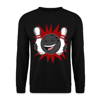 Boule de BOWLING riant avec épingles Kegel Team - Sweat-shirt Unisexe - noir - Devant - Alina (178cm) & Michal (187cm)
