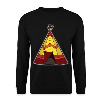 TEEPEE Indian Tent - Unisex Sweatshirt - black - Front - Alina (178cm) & Michal (187cm)