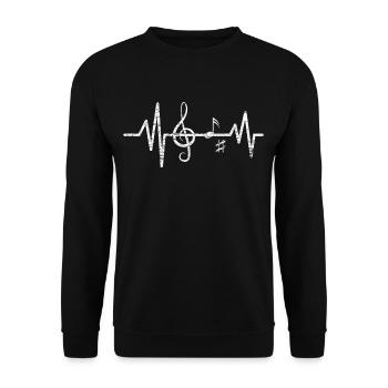 Musik Violinschlüssel Herzschlag - Unisex Pullover - Schwarz - Vorne - Alina (178cm) & Michal (187cm)