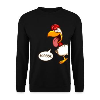 Verrücktes Huhn - Unisex Pullover - Schwarz - Vorne - Alina (178cm) & Michal (187cm)
