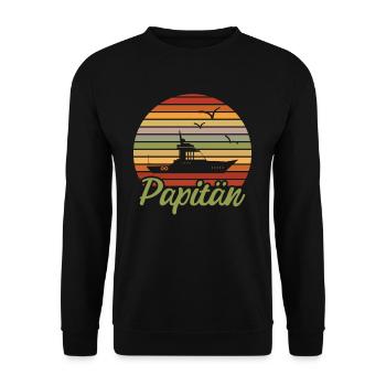 Papitän I Retro Vintage - Unisex Pullover - Schwarz - Vorne - Alina (178cm) & Michal (187cm)