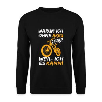 Mountainbike Anti E-Bike Ohne Akku Retro Vintage - Unisex Pullover - Schwarz - Vorne - Alina (178cm) & Michal (187cm)