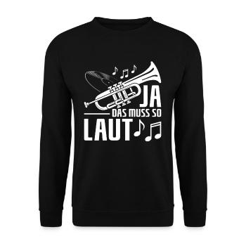 Trompete Trumpet Blasinstrument Trompetin - Unisex Pullover - Schwarz - Vorne - Alina (178cm) & Michal (187cm)