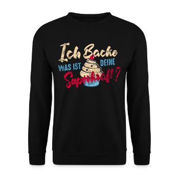 Bäcker Superkraft - Unisex Pullover - Schwarz - Vorne - Alina (178cm) & Michal (187cm)
