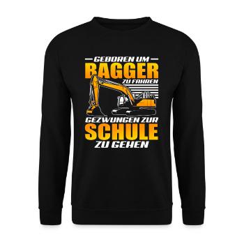 Baggerfahrer Kind - Unisex Pullover - Schwarz - Vorne - Alina (178cm) & Michal (187cm)