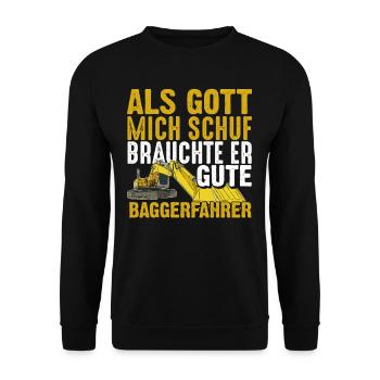 Baggerfahrer Geschenk - Unisex Pullover - Schwarz - Vorne - Alina (178cm) & Michal (187cm)