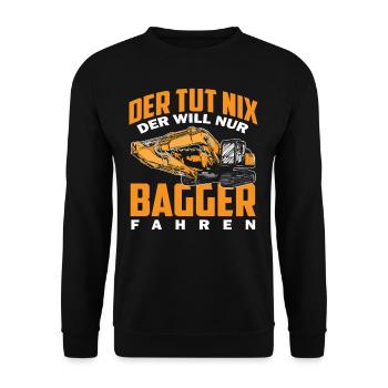 Baggerfahrer Baumaschine - Unisex Pullover - Schwarz - Vorne - Alina (178cm) & Michal (187cm)