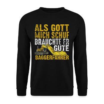 Baggerfahrer Arbeit - Unisex Pullover - Schwarz - Vorne - Alina (178cm) & Michal (187cm)