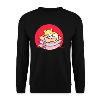 Oreiller en peluche chat toute la journée - Sweat-shirt Unisexe - noir - Devant - Alina (178cm) & Michal (187cm)