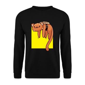 Perpetuum Mobile Cat Toast Humor Rotation Joke - Unisex Sweatshirt - black - Front - Alina (178cm) & Michal (187cm)