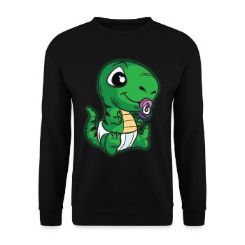 BABY dinosaur TREX pacifier rattle - Unisex Sweatshirt - black - Front - Alina (178cm) & Michal (187cm)