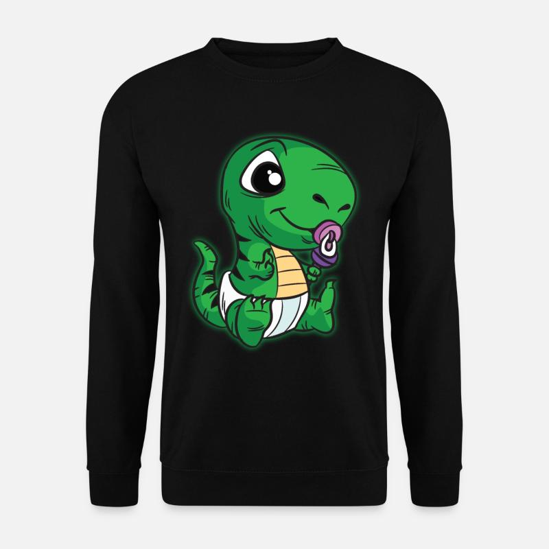 BABY dinosaur TREX pacifier rattle - Unisex Sweatshirt - black