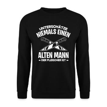 Fleischer Alter Mann - Unisex Pullover - Schwarz - Vorne - Alina (178cm) & Michal (187cm)