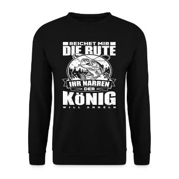 Angeln Angler Lustiger Spruch Angelsport - Unisex Pullover - Schwarz - Vorne - Alina (178cm) & Michal (187cm)