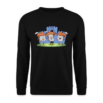 Die 3 Musketiere STRG ALT ENTF Internet Humor - Unisex Pullover - Schwarz - Vorne - Alina (178cm) & Michal (187cm)