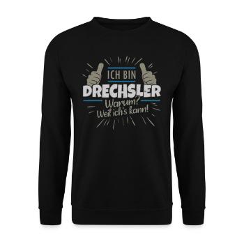 Retro Design Beruf Drechsler Meister Handwerk - Unisex Pullover - Schwarz - Vorne - Alina (178cm) & Michal (187cm)
