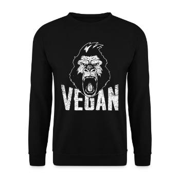 Vegan Veganer - Unisex Pullover - Schwarz - Vorne - Alina (178cm) & Michal (187cm)