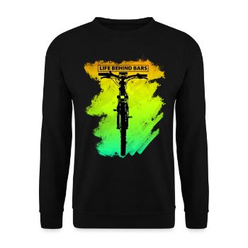 Life behind Bars Geschenk für Pedal & Lenkrad Fans - Unisex Pullover - Schwarz - Vorne - Alina (178cm) & Michal (187cm)