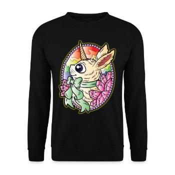 Einhorn Hase Ostern Juwelen Edelsteine - Unisex Pullover - Schwarz - Vorne - Alina (178cm) & Michal (187cm)